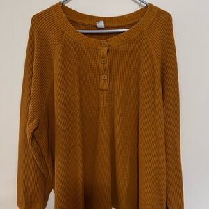 Old Navy Women's Mustard Waffle Knit Sweatshirt
